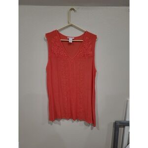 Cute Options Women SZ 2XL Orange Embroidered Tunic top boho vacation flowy